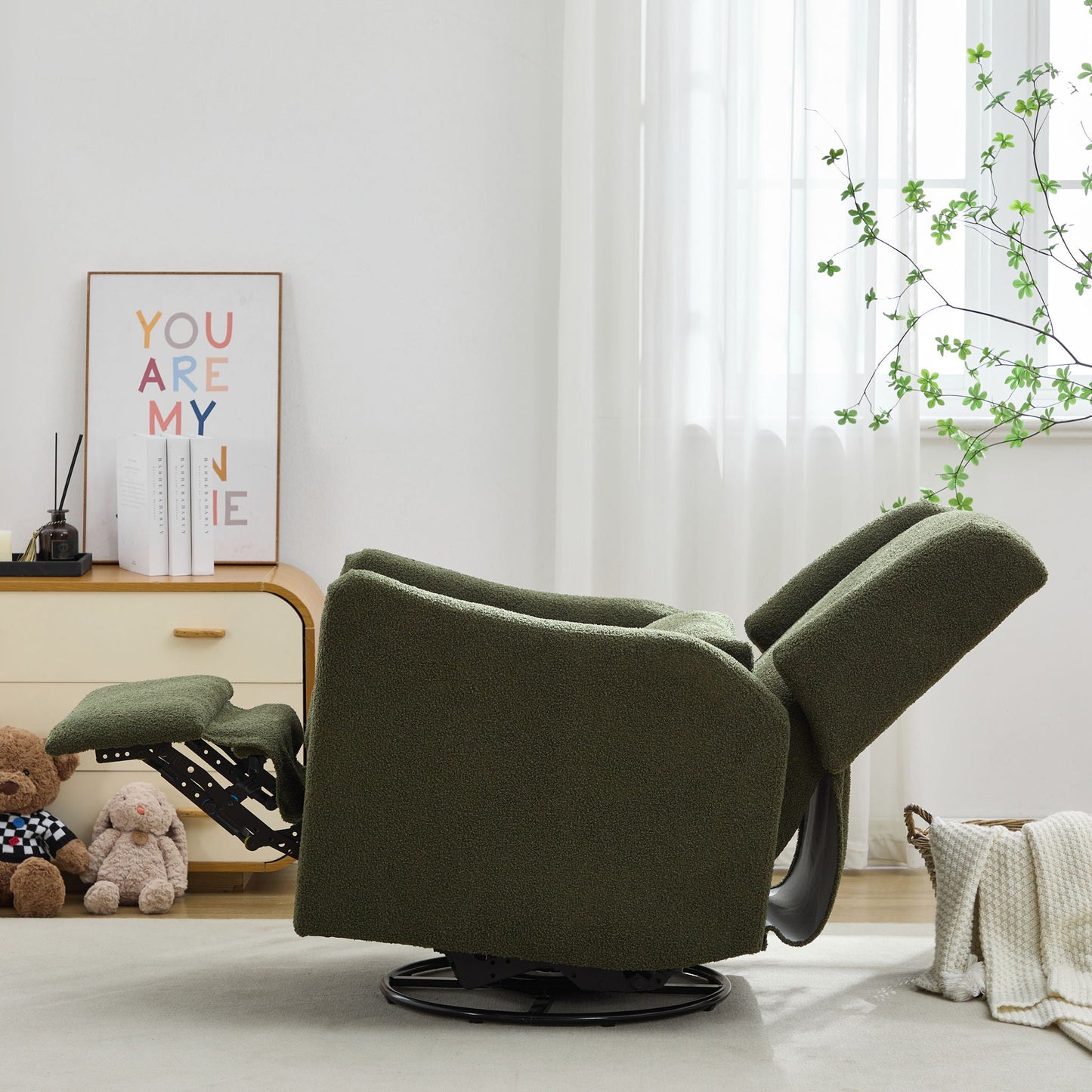 Wide Wingback Swivel Glider Rocker Recliner Chair
