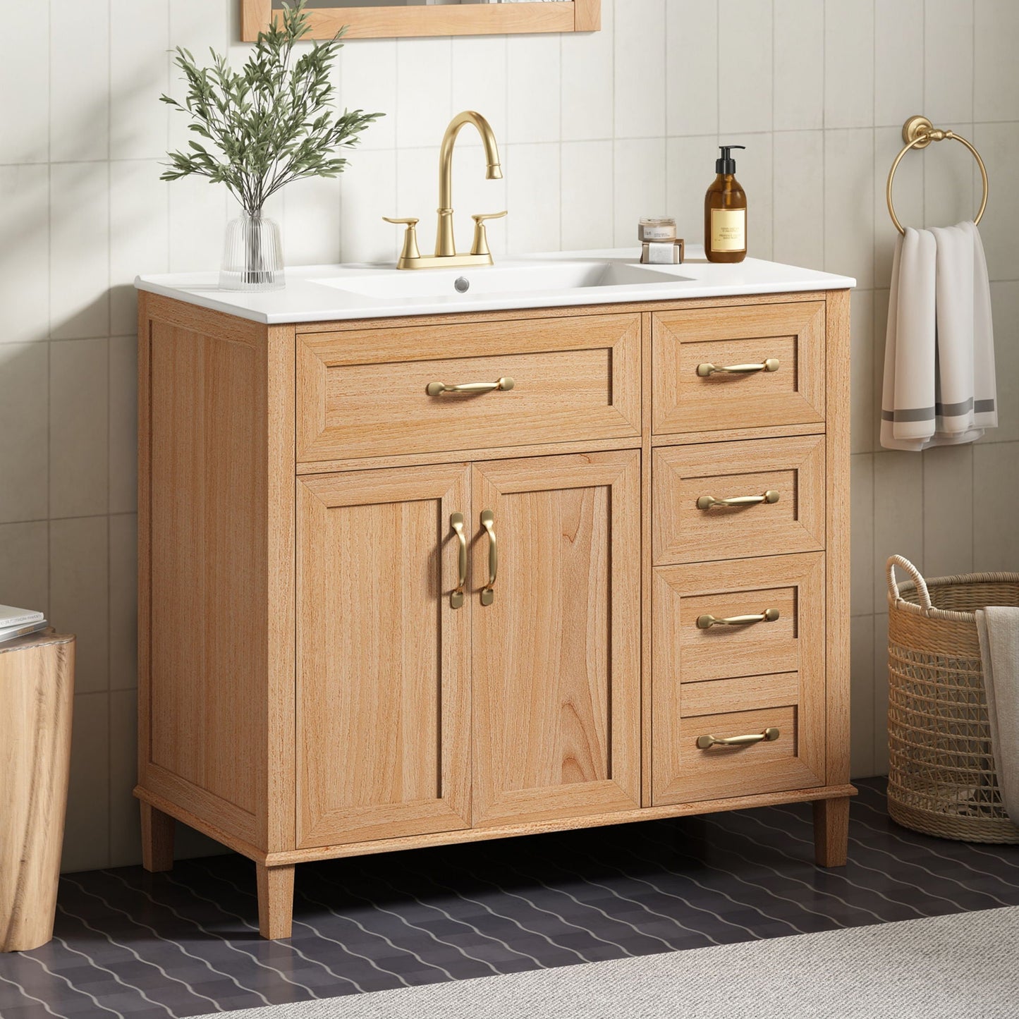 Bathroom Vanity With Sink, Soft Close Doors & Drawers - Wood
