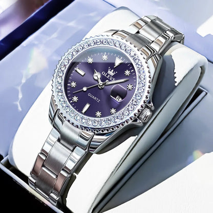 Women's Sunray Dial Crystal-Bezel Quartz Watch