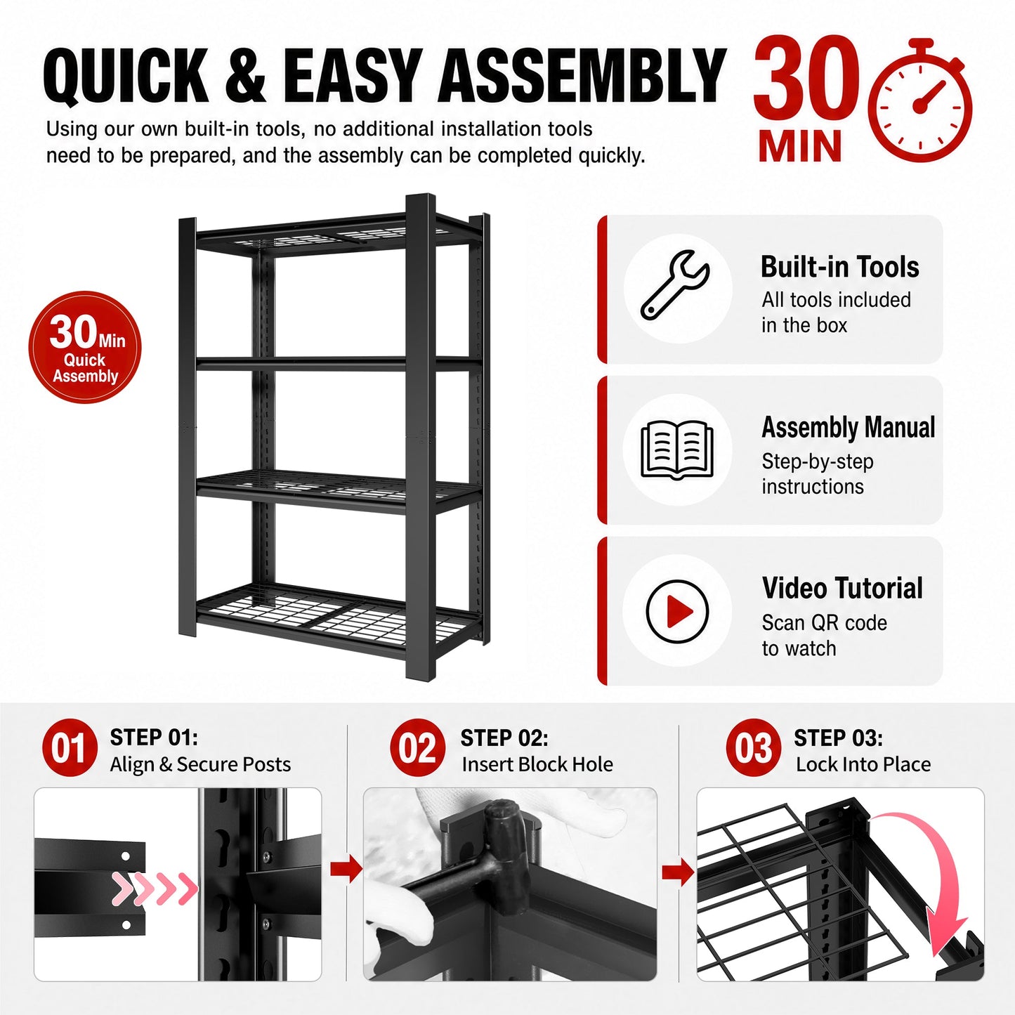 60"H 4-Tier Adjustable Heavy Duty Shelving Metal Mesh Storage Rack