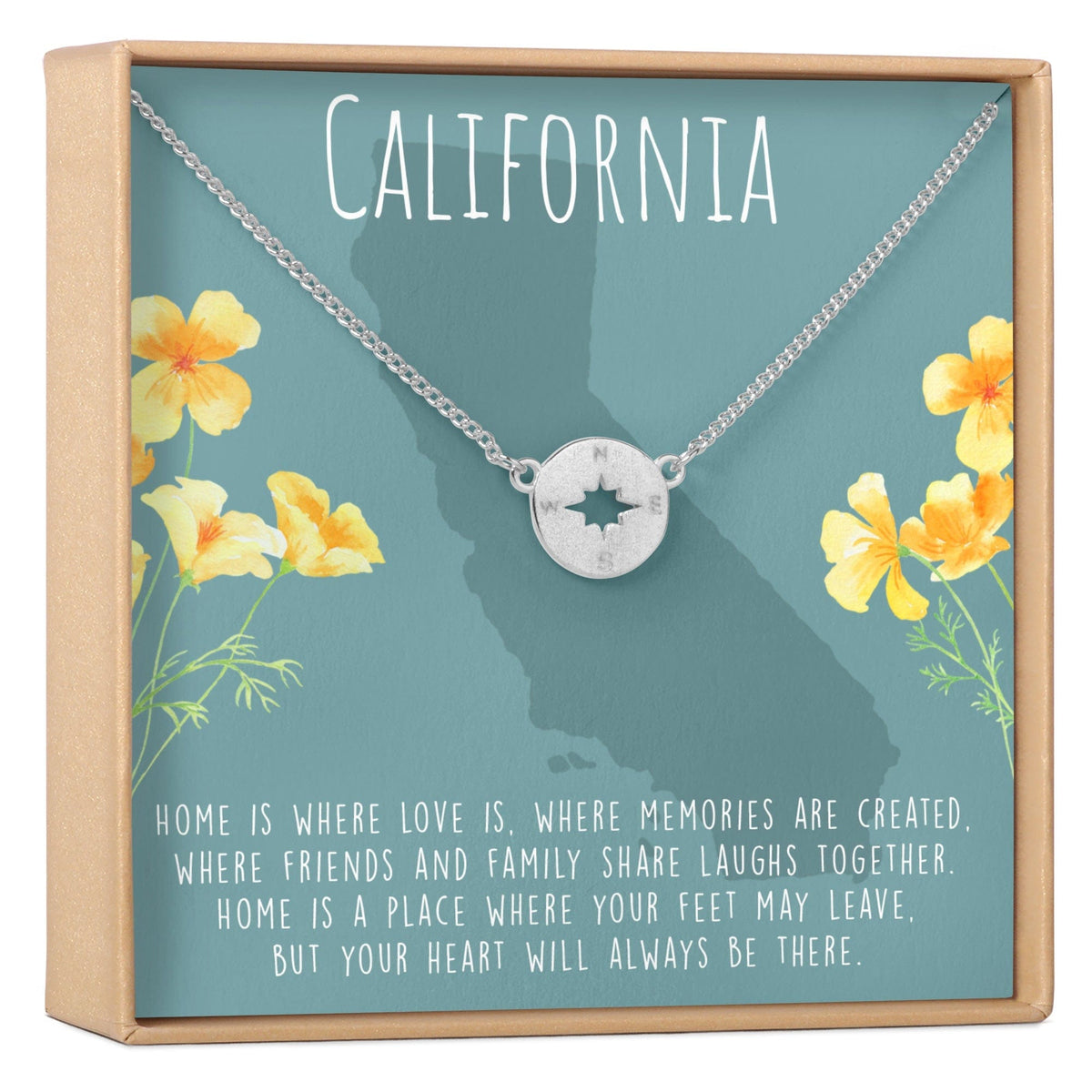 California Compass Pendant Necklace