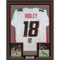 Framed Autographed/Signed Calvin Ridley 35x39 Atlanta White Football Jersey JSA COA