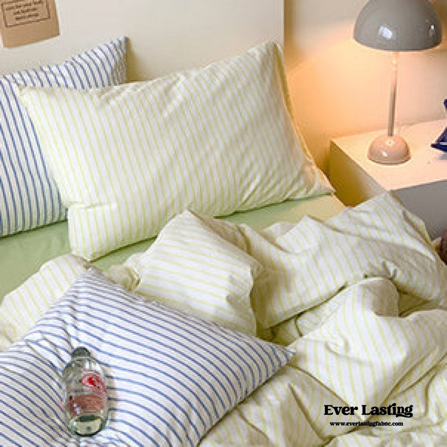 Candy Stripe Washed Cotton Bedding Set / Blue