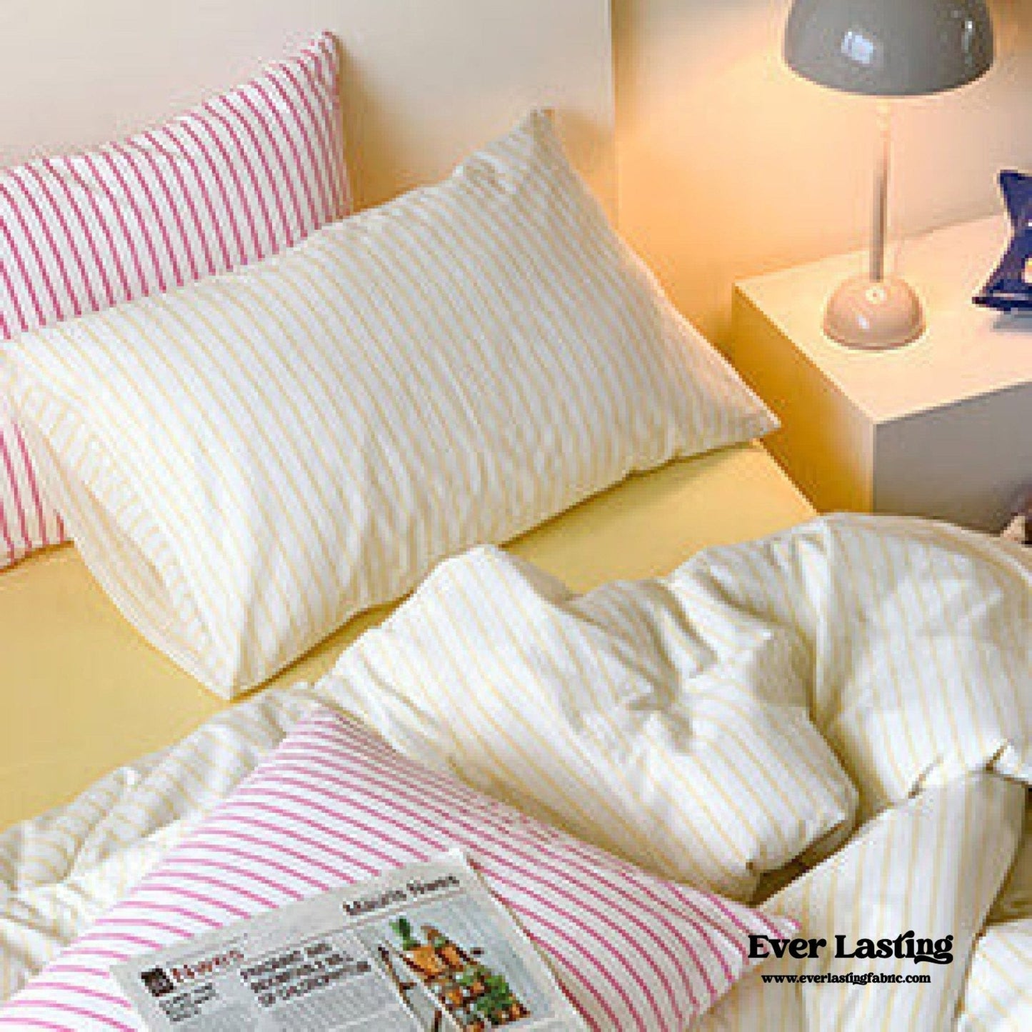 Candy Stripe Washed Cotton Bedding Set / Blue