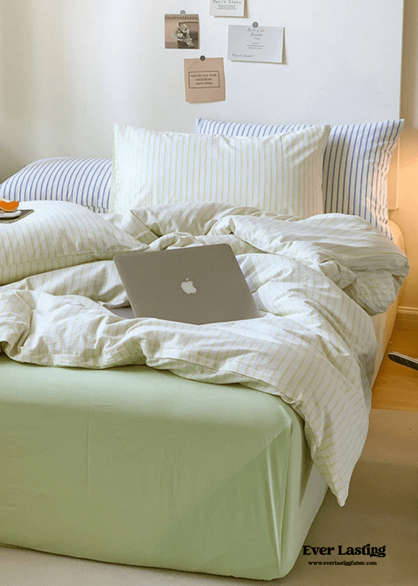 Candy Stripe Washed Cotton Bedding Set / Blue