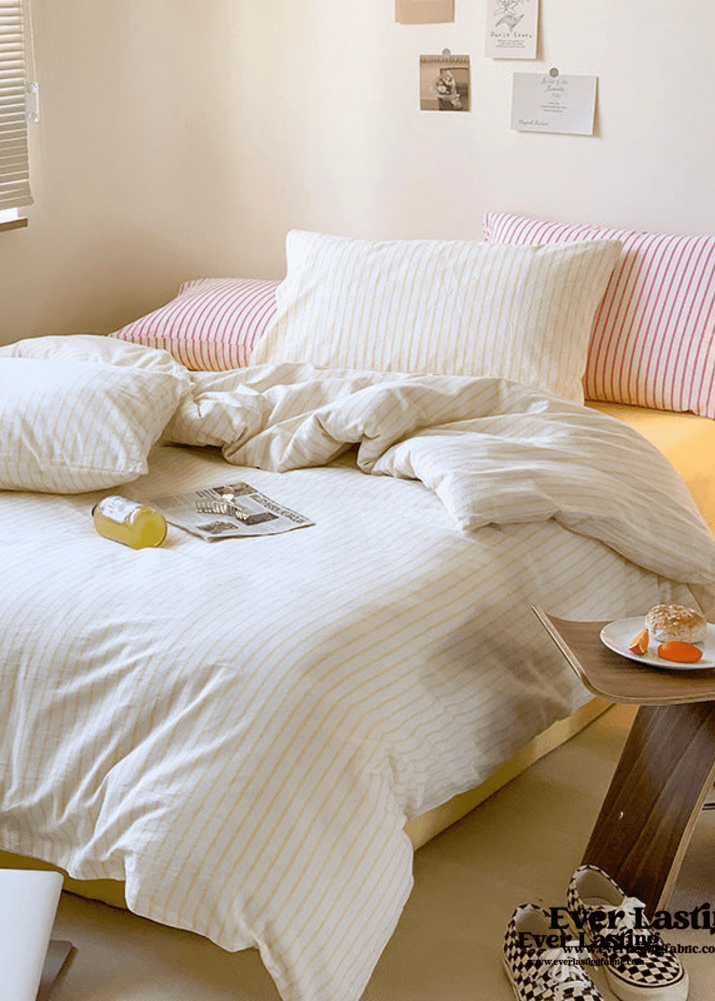 Candy Stripe Washed Cotton Bedding Set / Blue