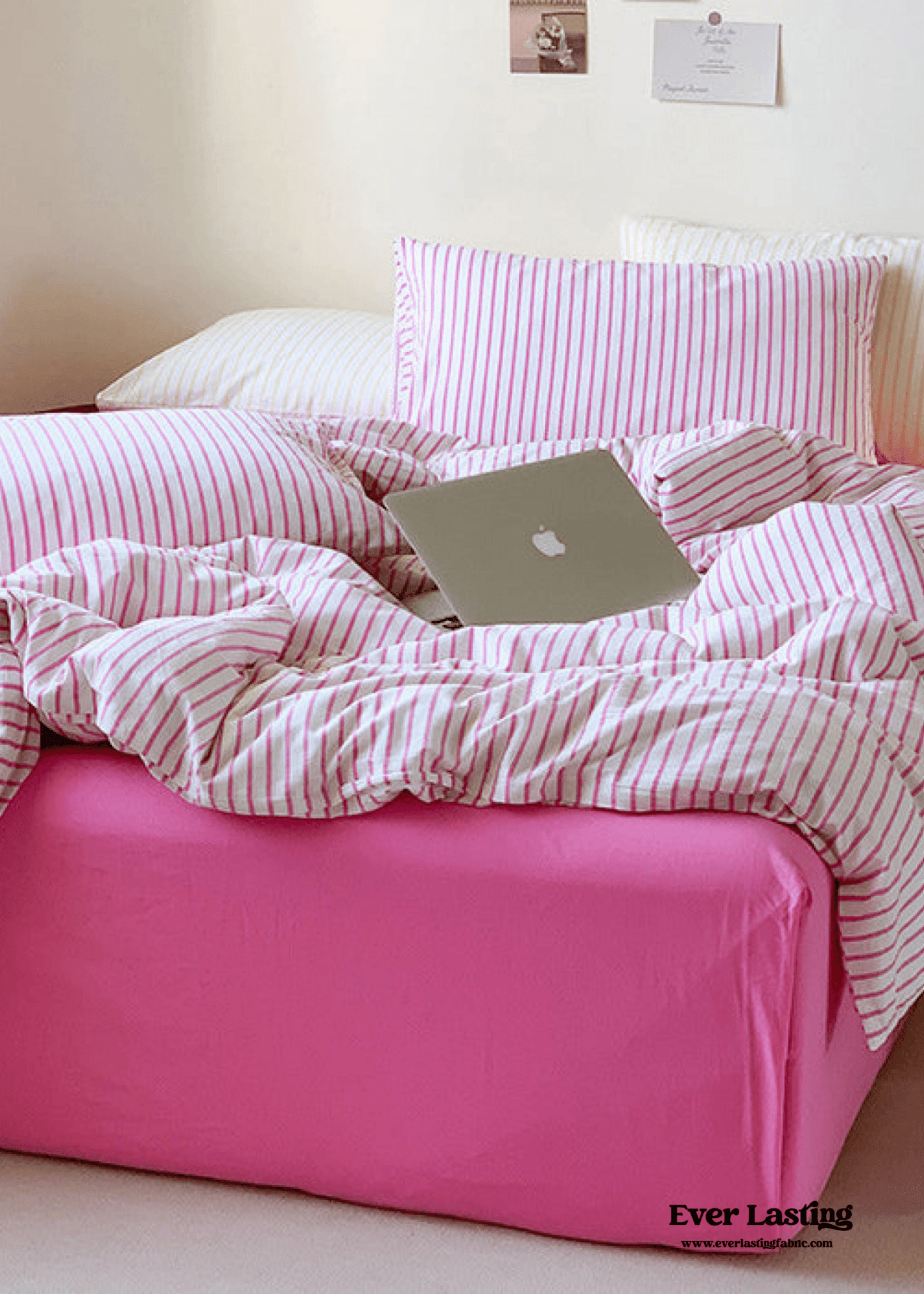 Candy Stripe Washed Cotton Bedding Set / Pink