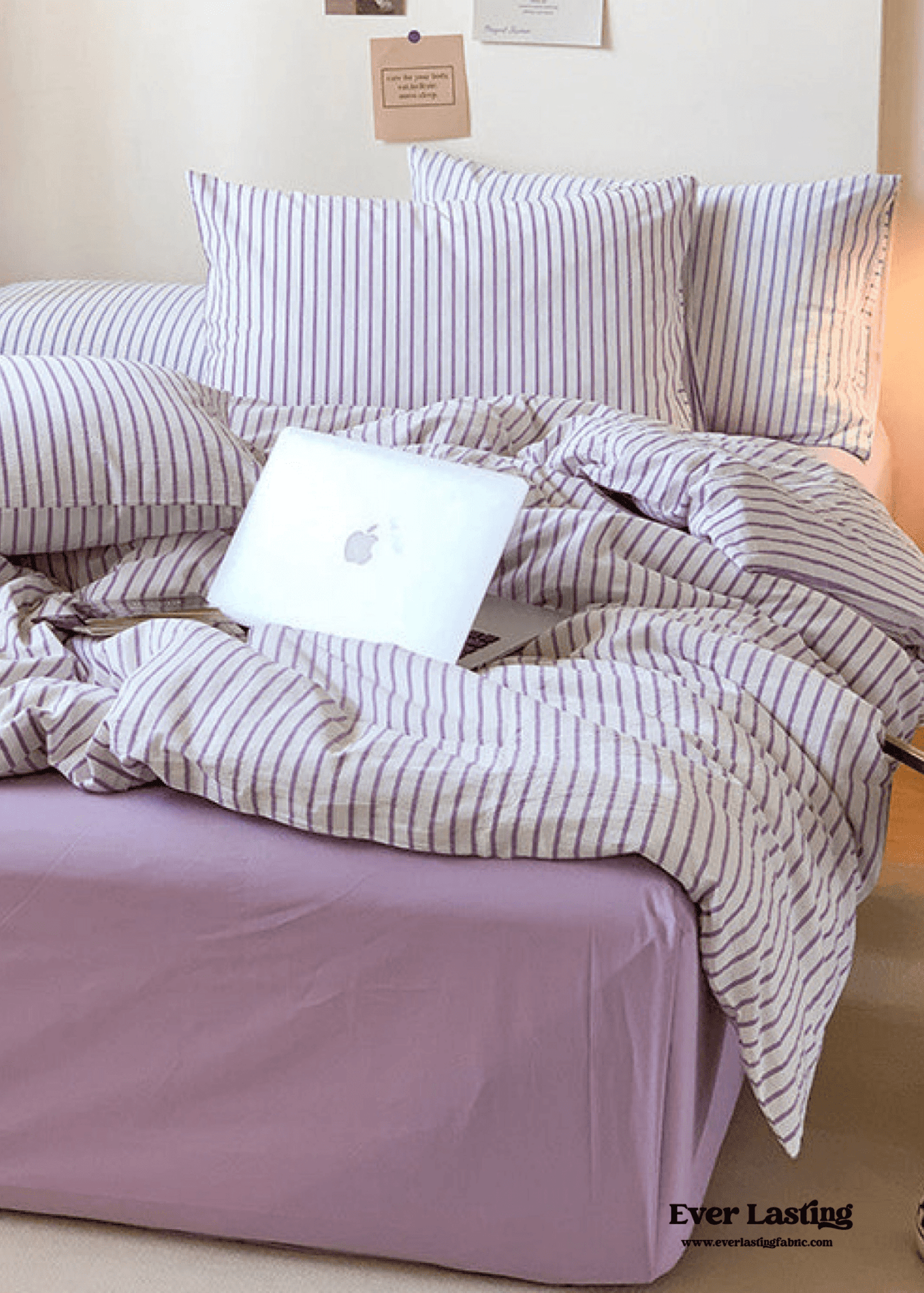 Candy Stripe Washed Cotton Bedding Set / Pink