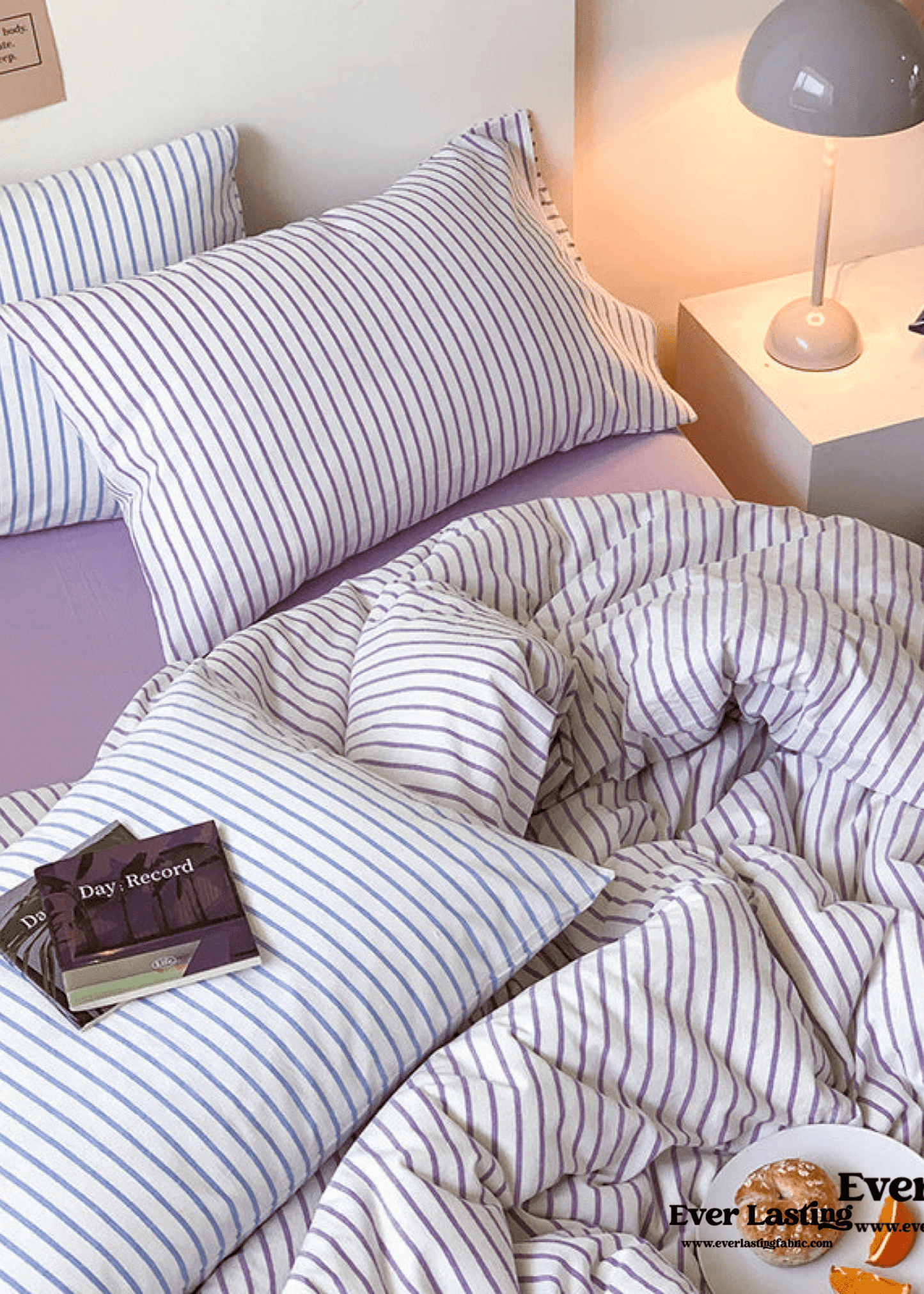 Candy Stripe Washed Cotton Bedding Set / Pink