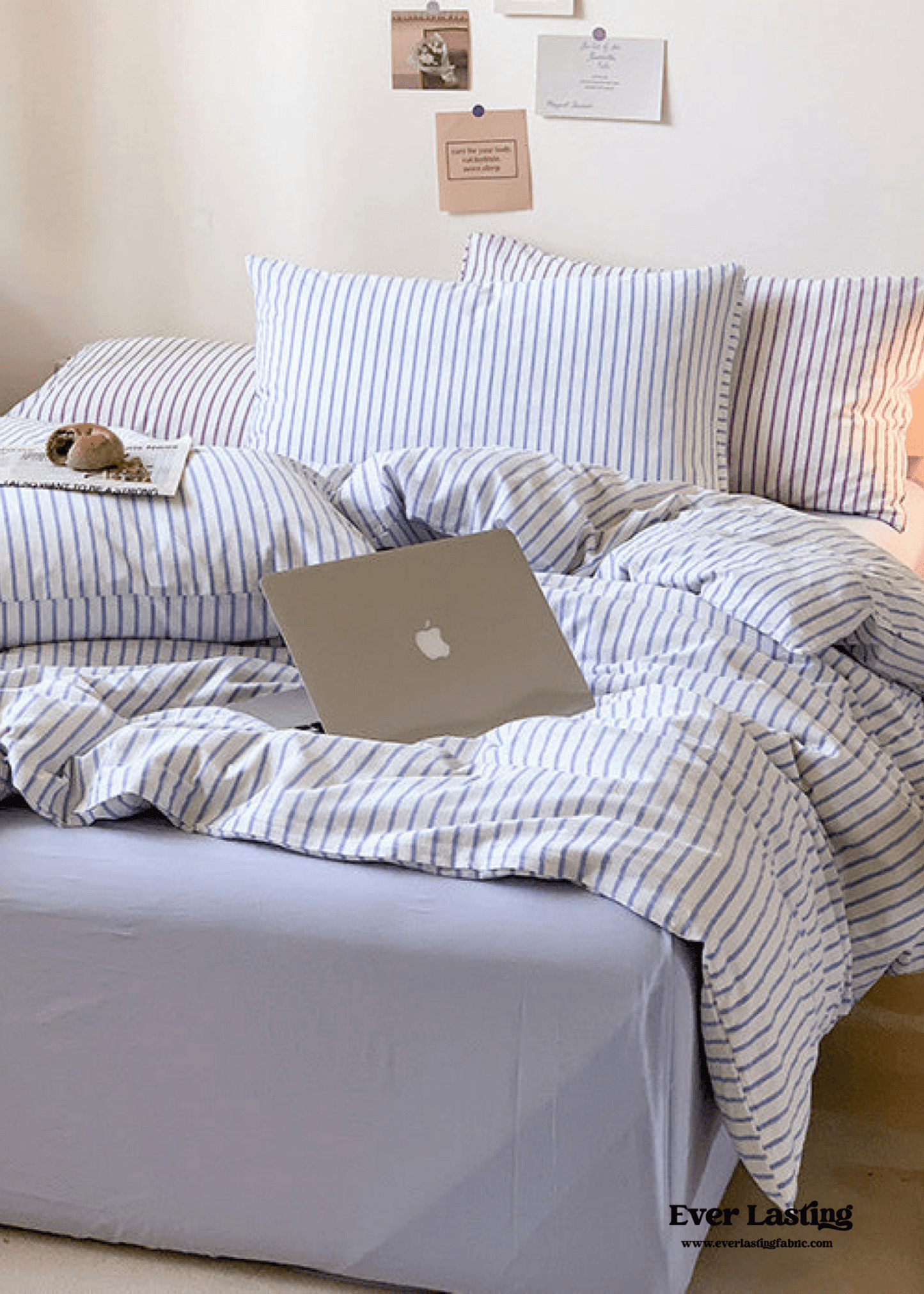Candy Stripe Washed Cotton Bedding Set / Purple