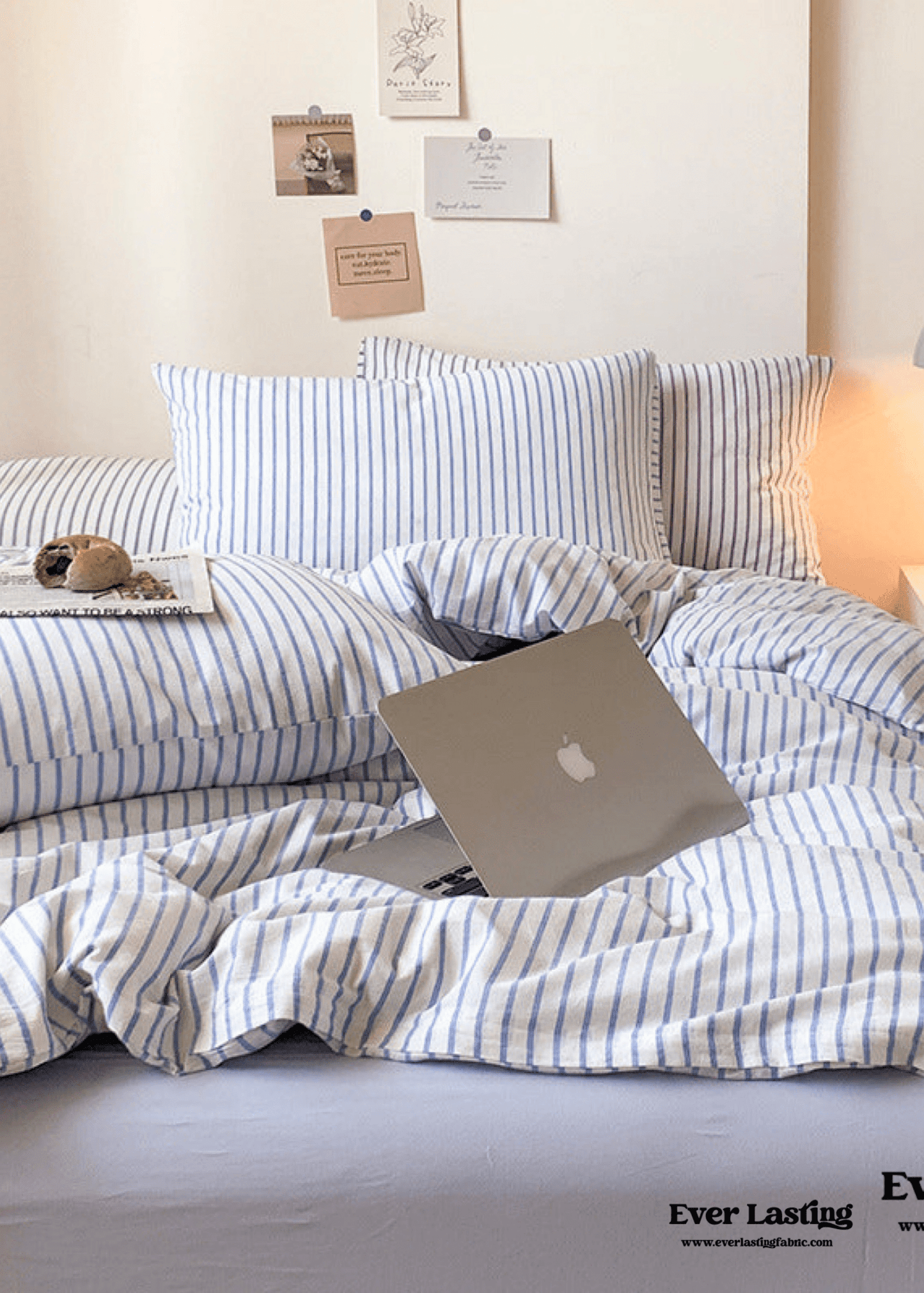 Candy Stripe Washed Cotton Bedding Set / Purple