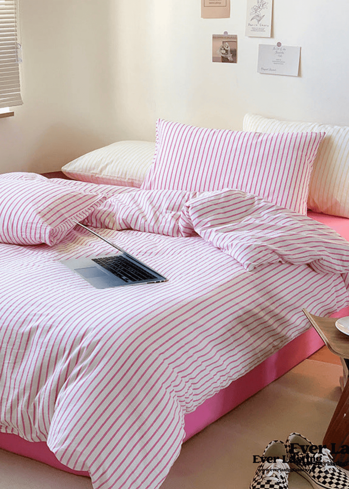 Candy Stripe Washed Cotton Bedding Set / Yellow