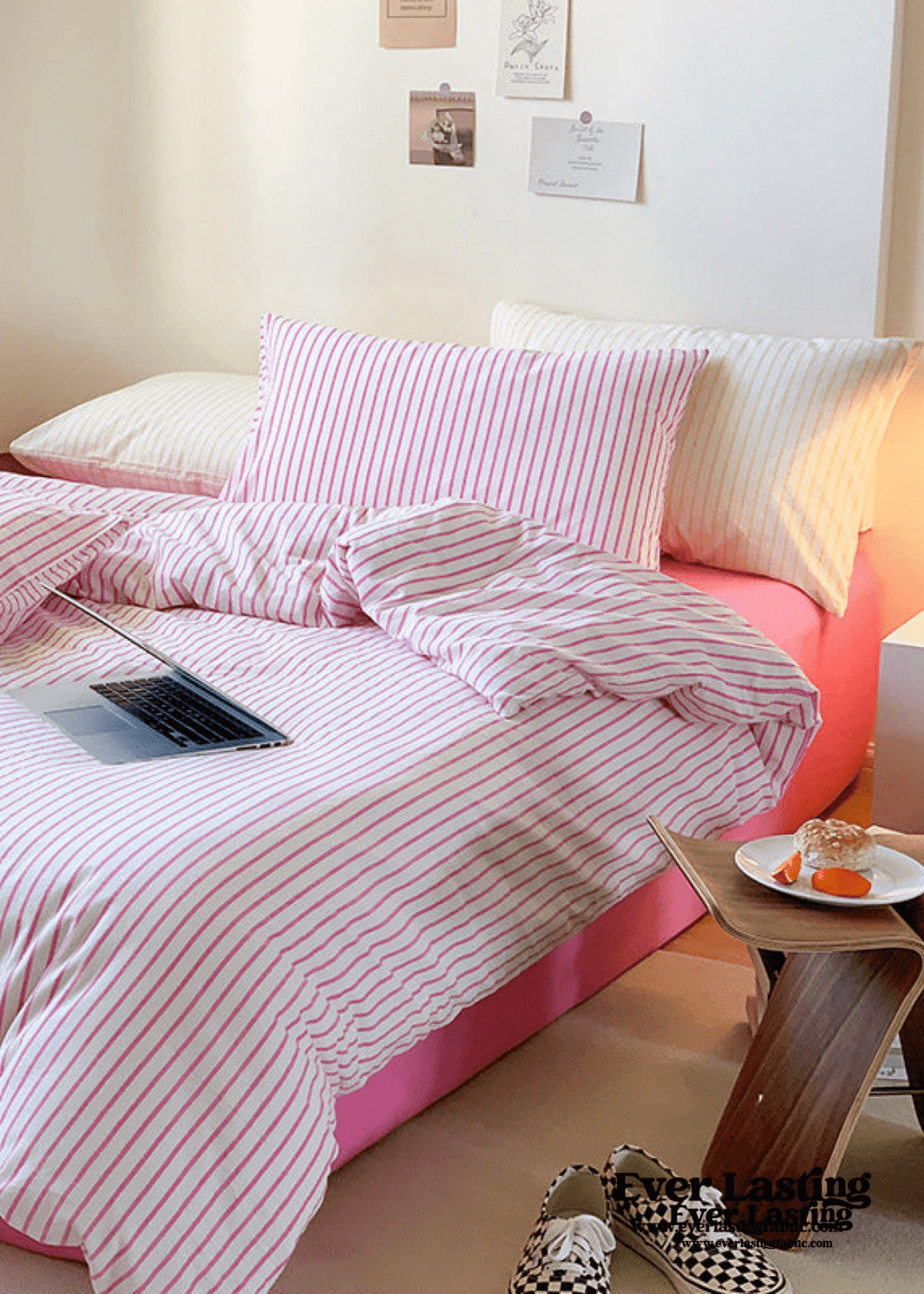 Candy Stripe Washed Cotton Bedding Set / Yellow