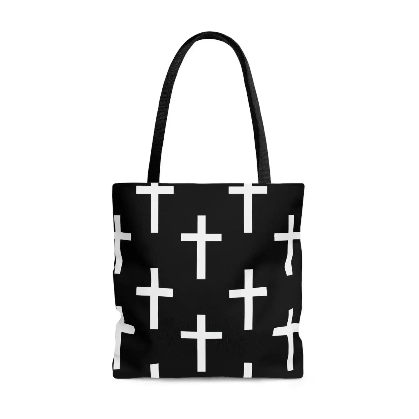 Large Tote Bag Black and White Seamless Cross Pattern