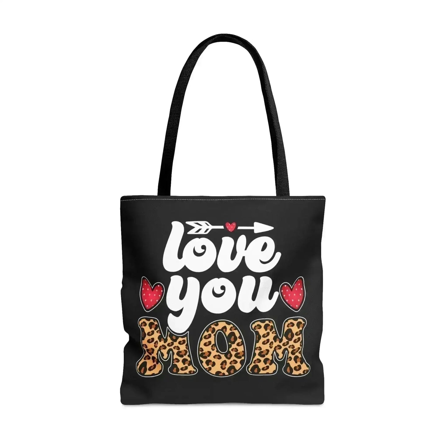 Large Tote Bag Love you Mom Leopard Print
