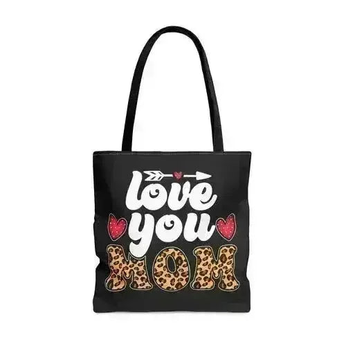 Large Tote Bag Love you Mom Leopard Print