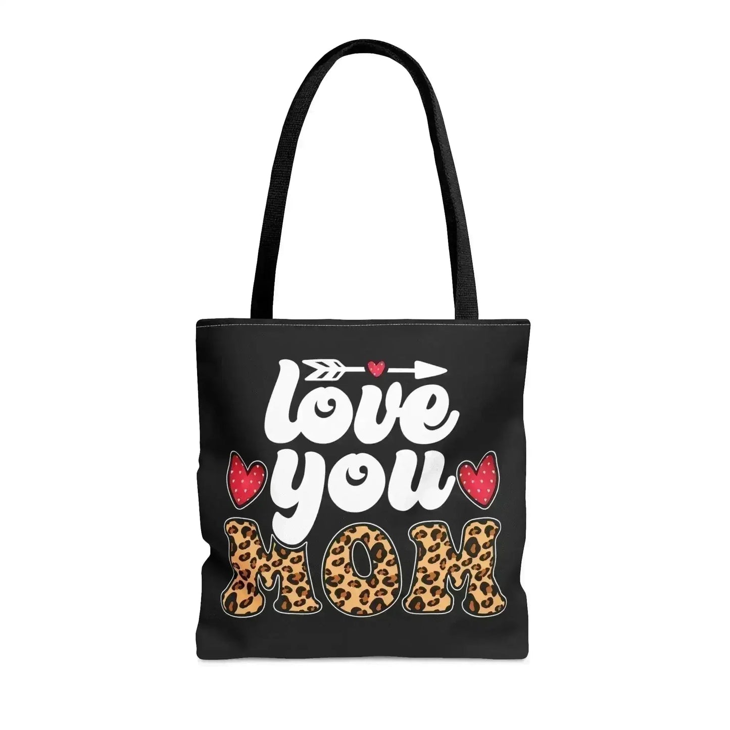 Large Tote Bag Love you Mom Leopard Print