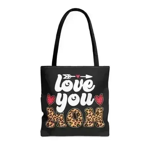 Large Tote Bag Love you Mom Leopard Print