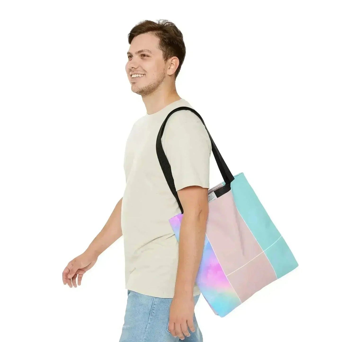 Large Tote Bag Pastel Colorblock Watercolor Illustration
