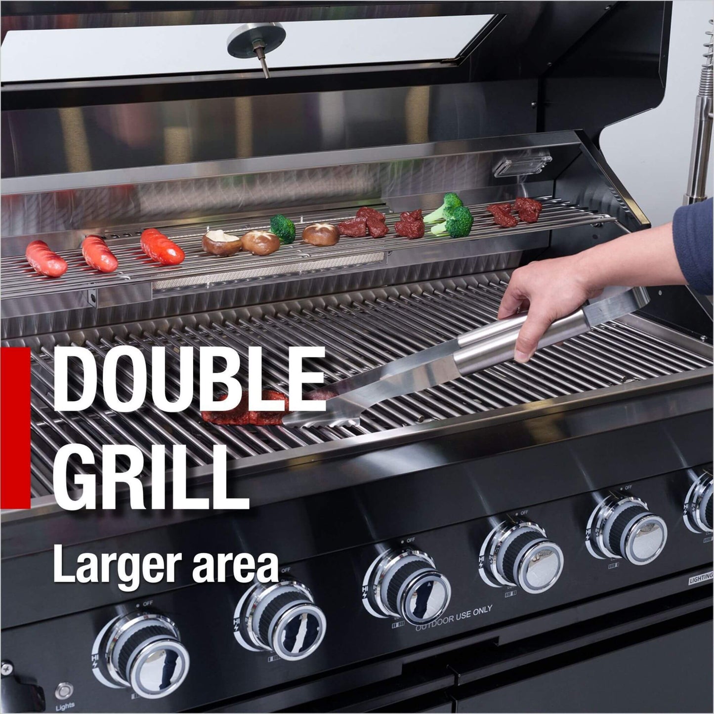 Castelle Flame Ember Premium Black Stainless Steel 4-Burner Liquid Propane Kitchen Grill Island With Rotisserie Kit (SAK48157)