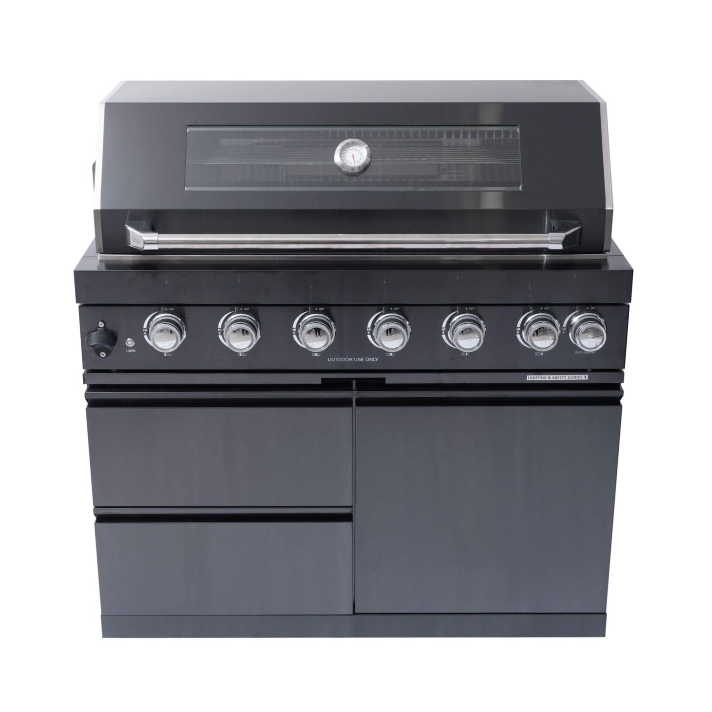 Castelle Flame Inferno Premium Black Stainless Steel 6-Burner Liquid Propane Kitchen Grill Island With Rotisserie Kit (SAK82641)