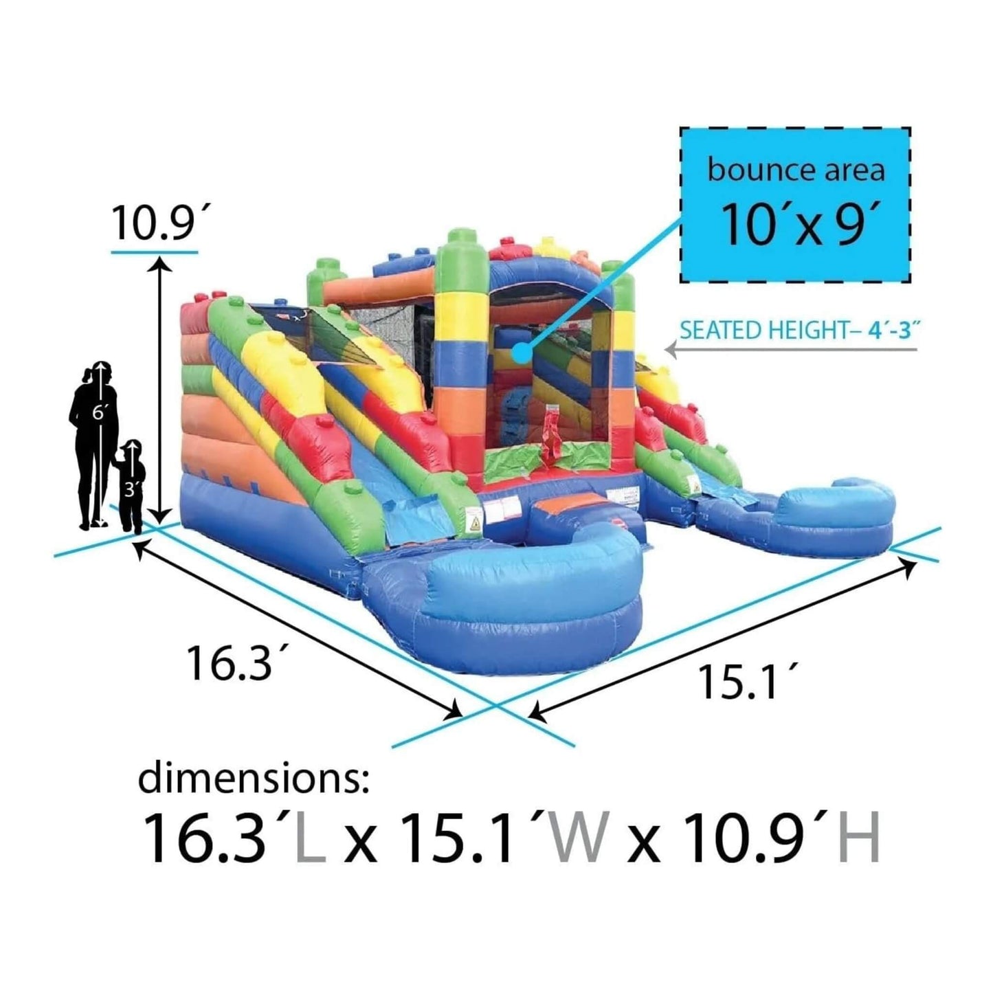 16FT Castle Bounce House With Dual Slides, Blower And Pool Combo (SAK56319)