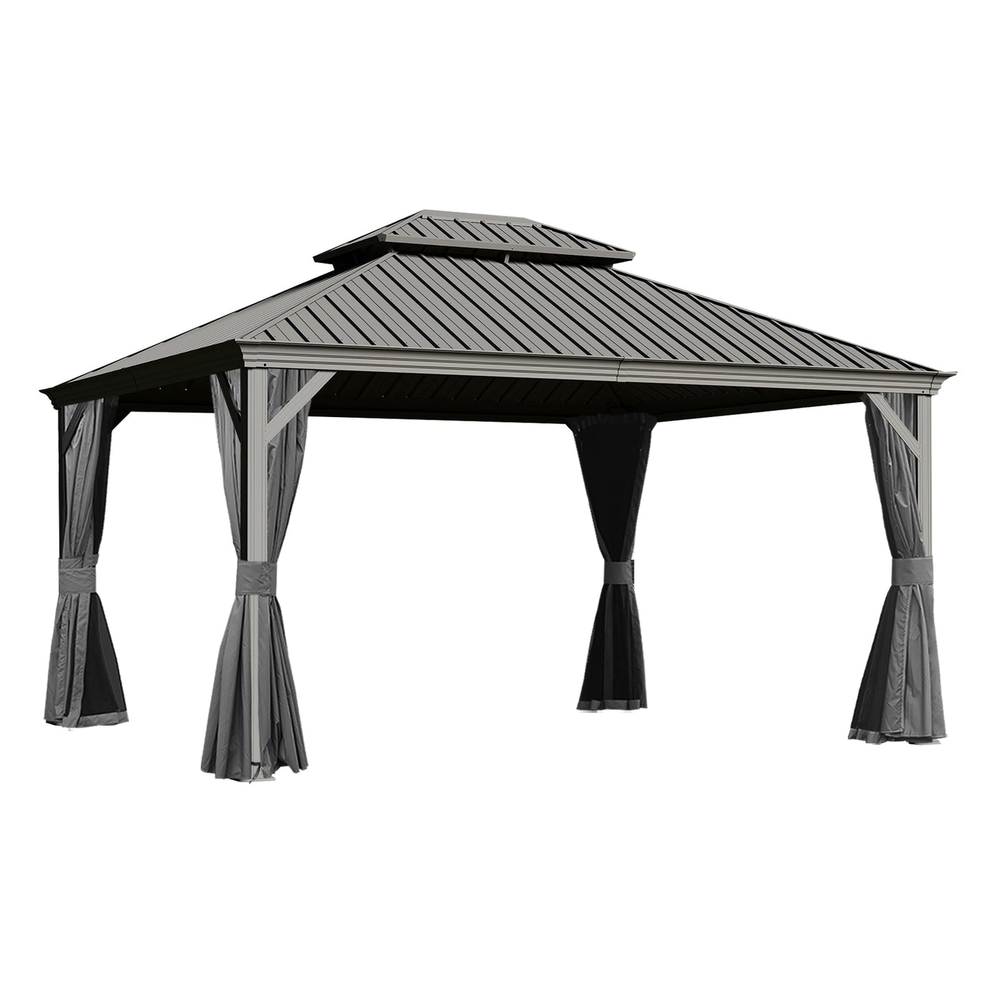 10x13ft Outdoor Gazebo with Galvanized Steel Double Roof
