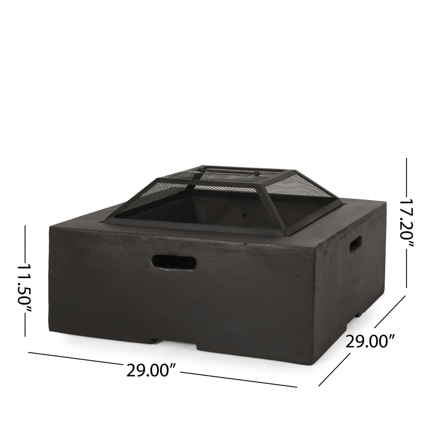 Outdoor Square MGO Wood Burning Fire Pit - Dark Gray