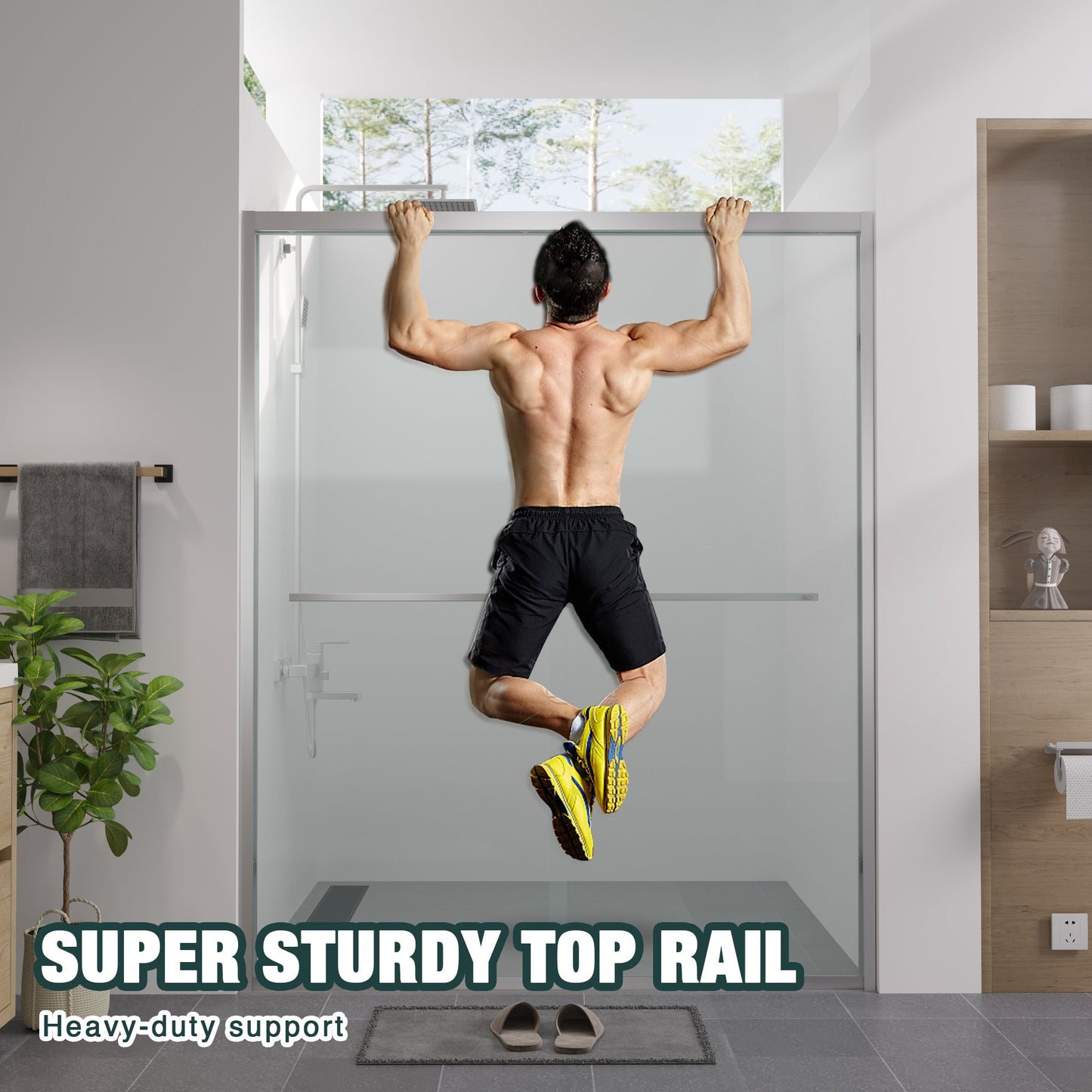 56-60"x74" Aluminum Frame Double Sliding Shower Door