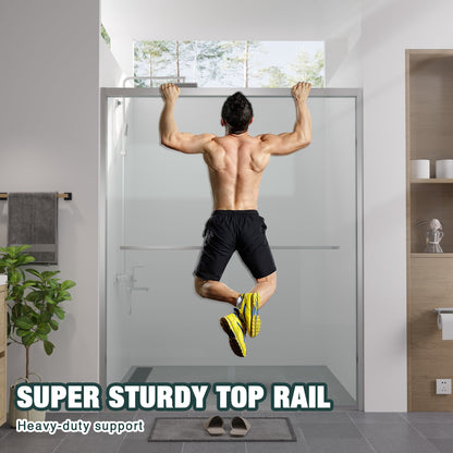 56-60"x74" Aluminum Frame Double Sliding Shower Door