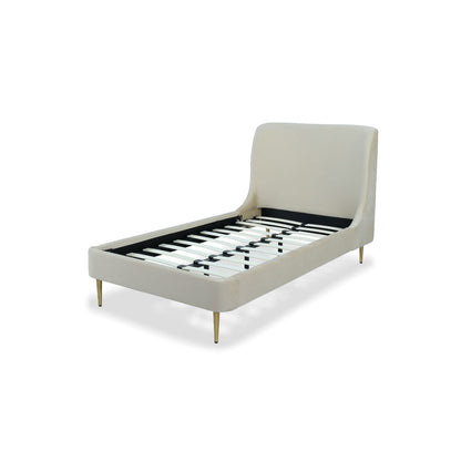 Mid-Century Modern Upholstered Bed With Curved Headboard