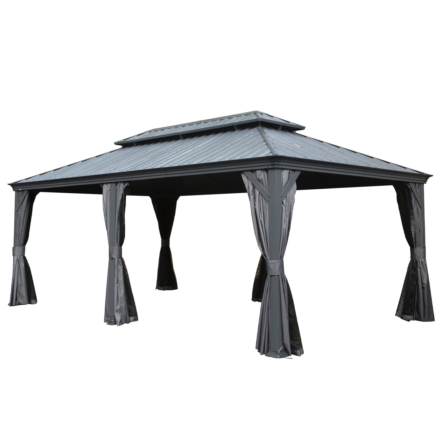 12' x 18' Hardtop Metal Gazebo with Double Roof Canopy