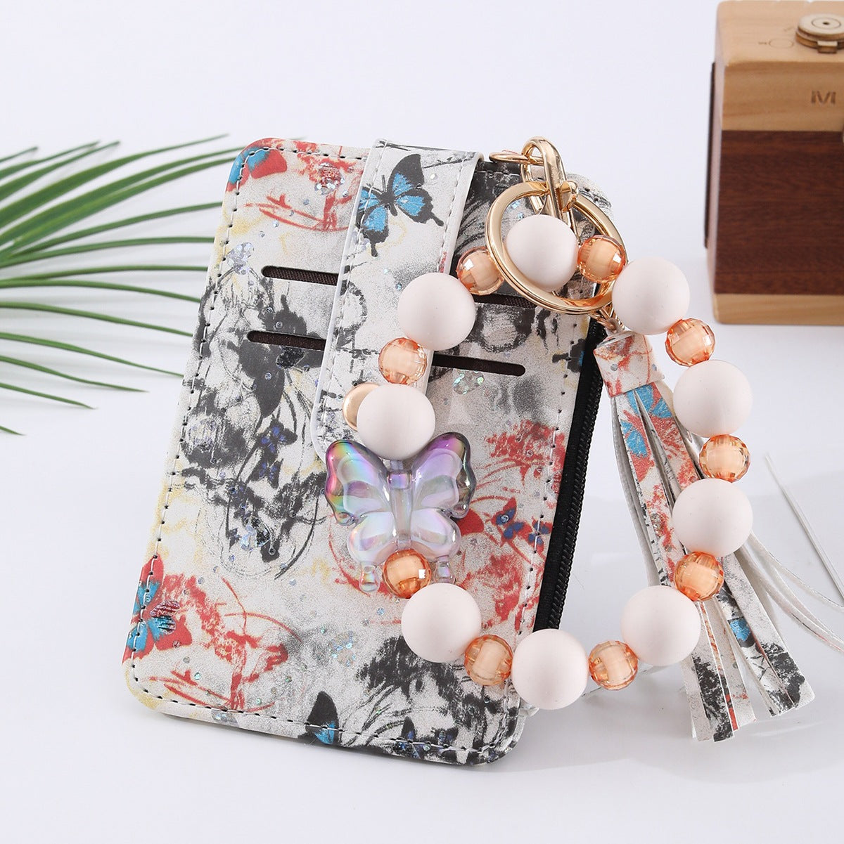 Multi-card Slot Zippered Coin Purse With A Tassel Charm