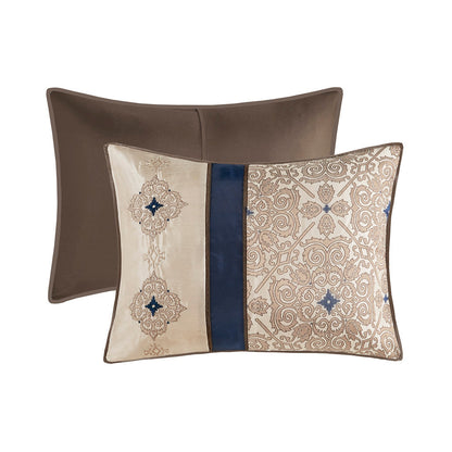 Cal King 7 Piece Jacquard Comforter Set with Throw Pillows