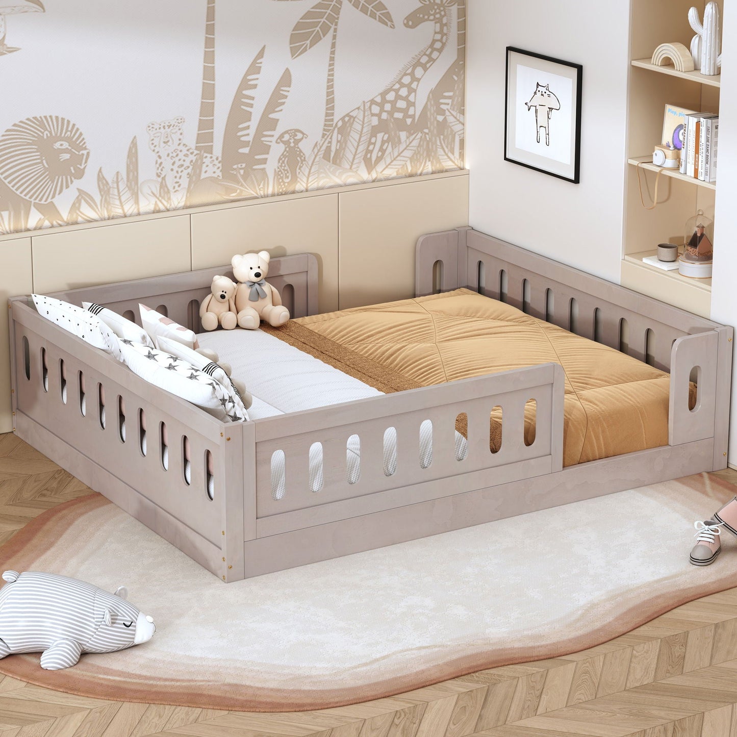 Platform Bed With Guardrail
