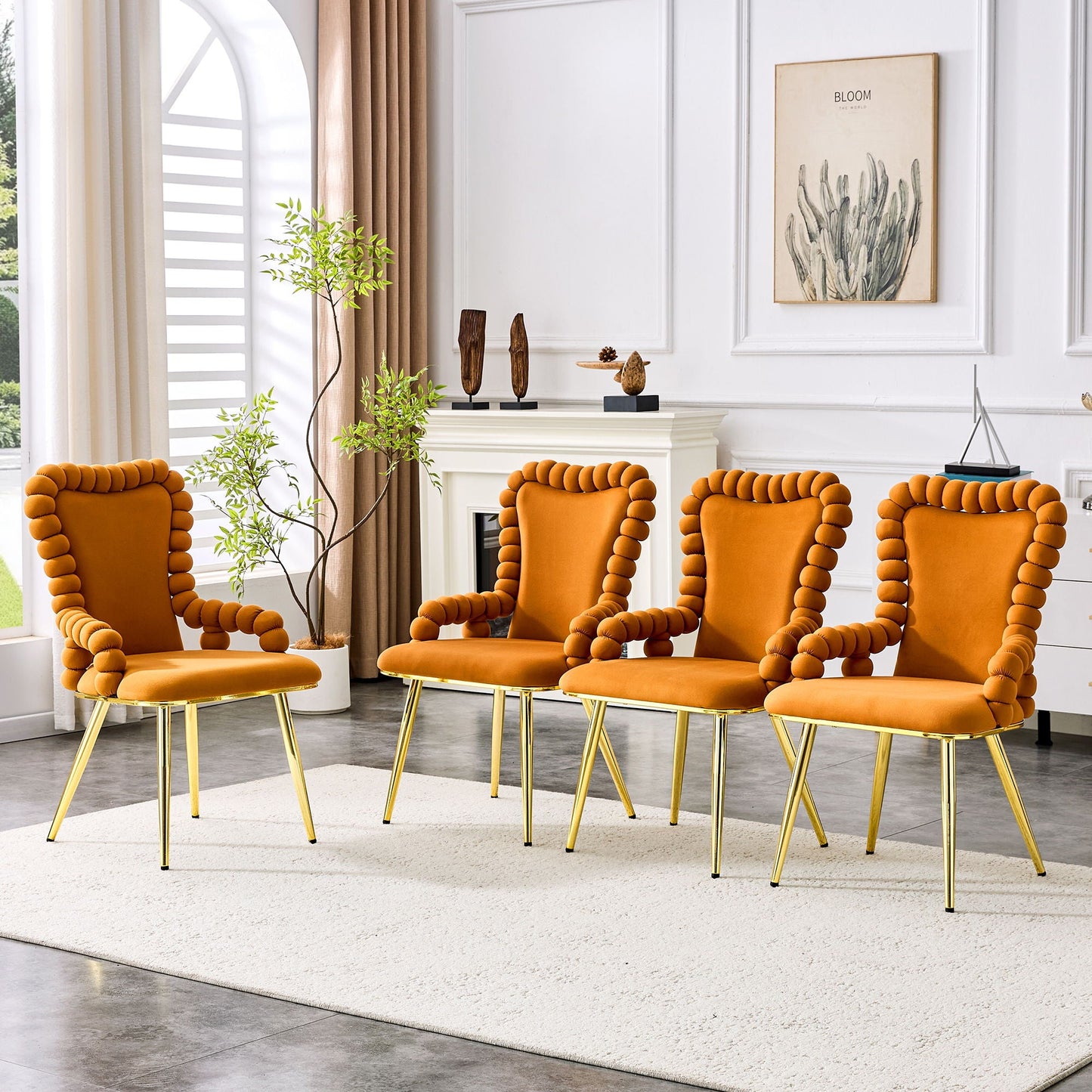 Puffy Bubble, Ball Chain Chair With Armrests For Dining Room (Set of 2)