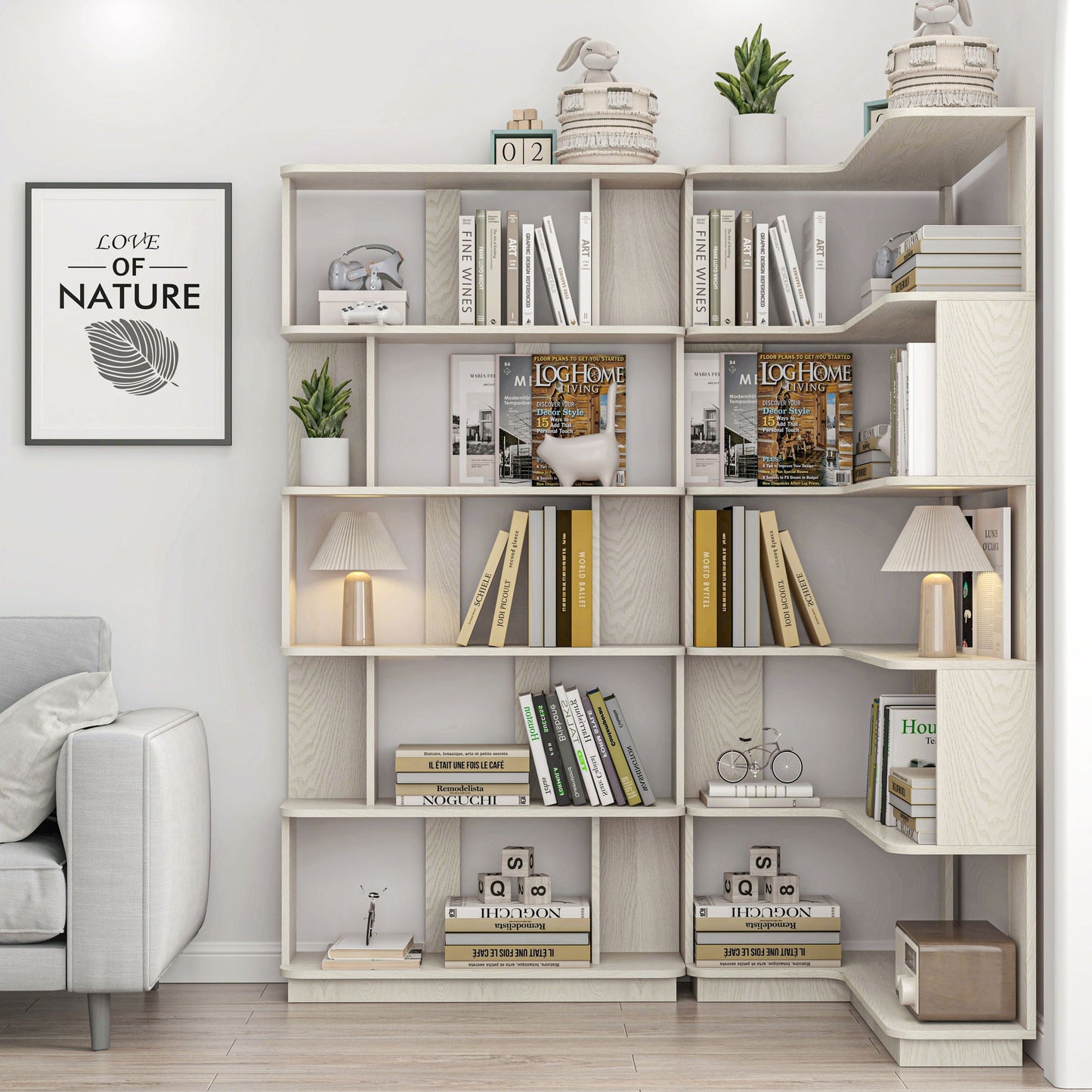 Modern 5 Tier Open Storage Bookcase