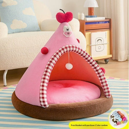 Four-Season Universal Closed-Style Christmas Cat Bed With A Sense Of Security