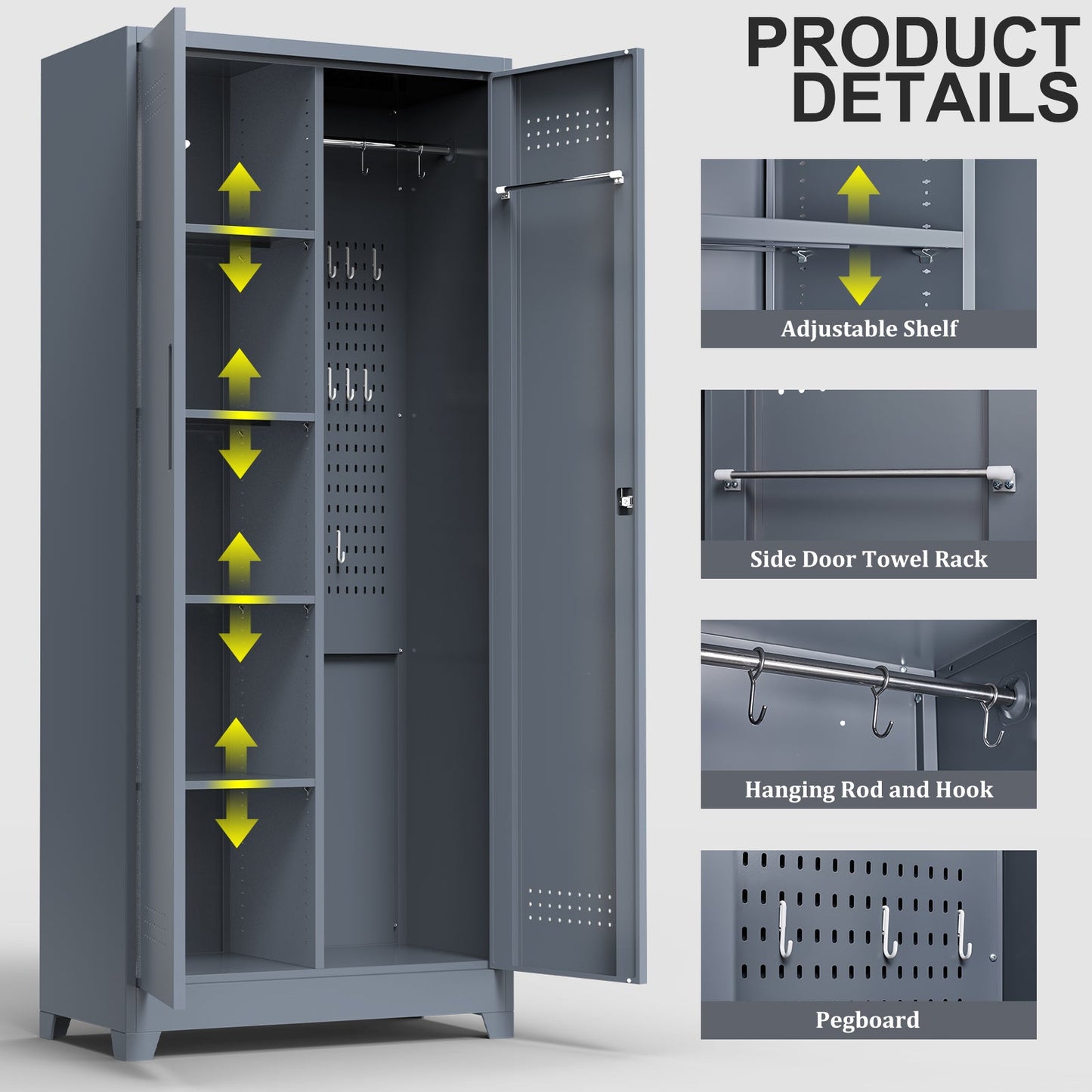 Gray And Metal Storage Cabinet