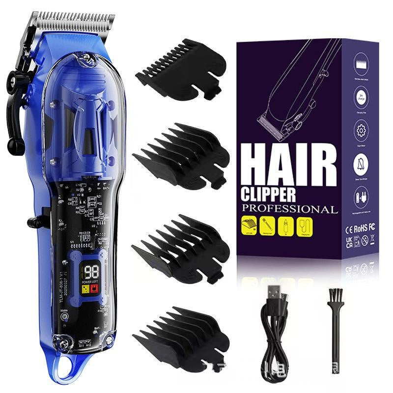 High-Power Pet Clipper With Transparent Shell & Digital Display