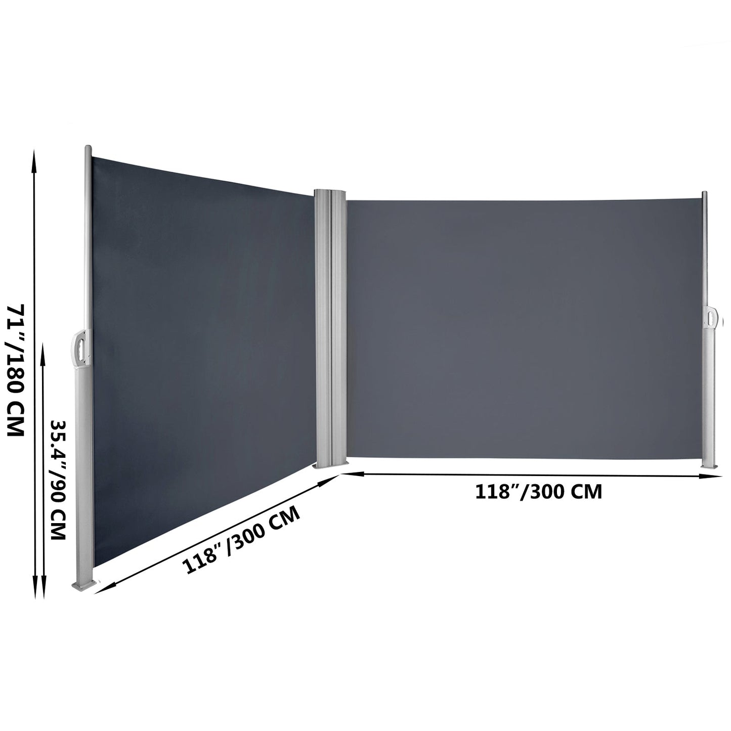 Retractable Side Awning 71" x 236" Full Aluminum Rust-Proof Patio Screen