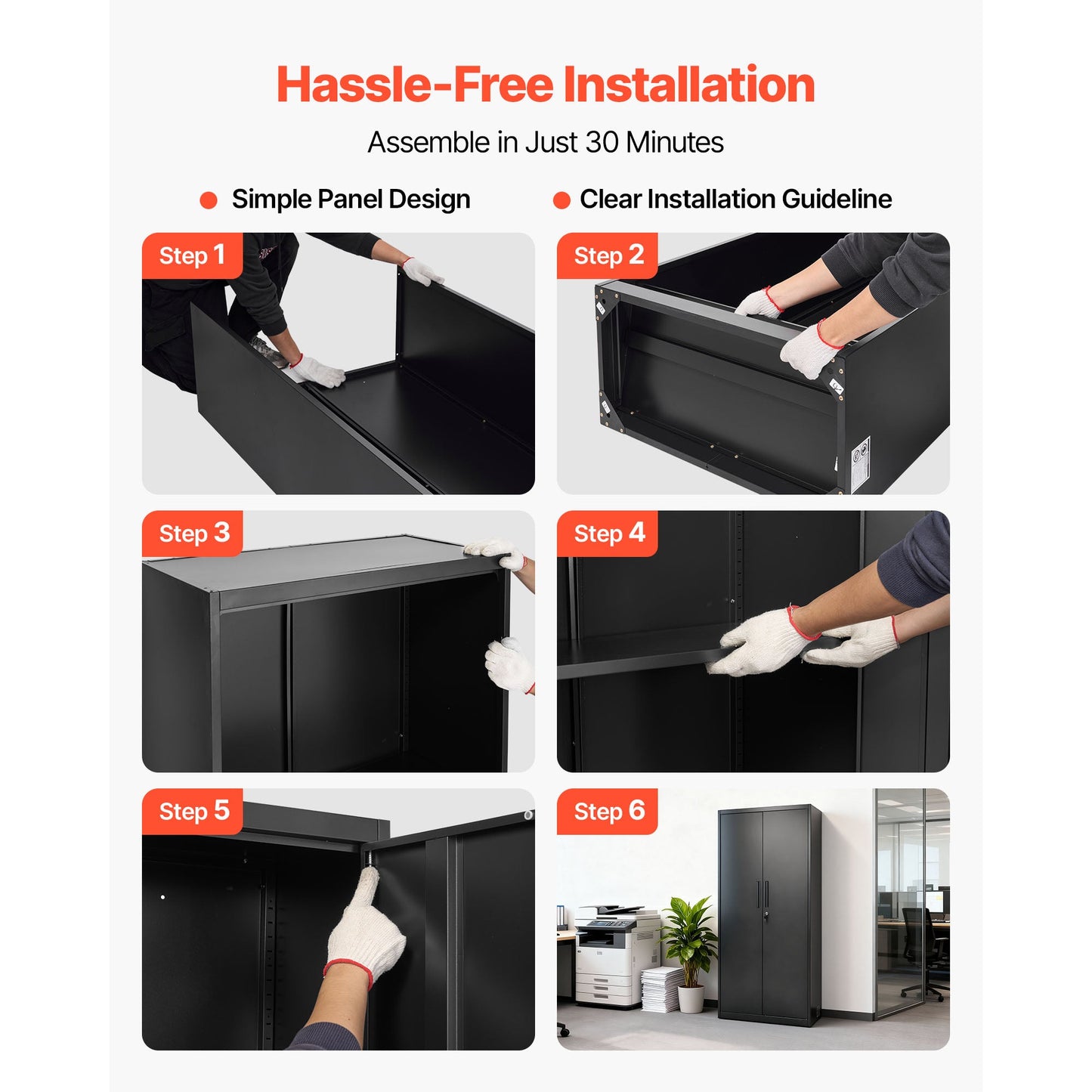 Metal Storage Cabinet, 68.9 in Lockable Steel Garage Cabinet