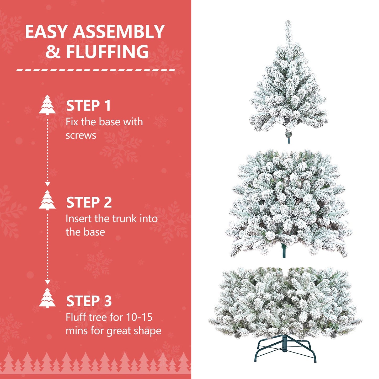 7FT Flocked Christmas Tree with Pine Cones