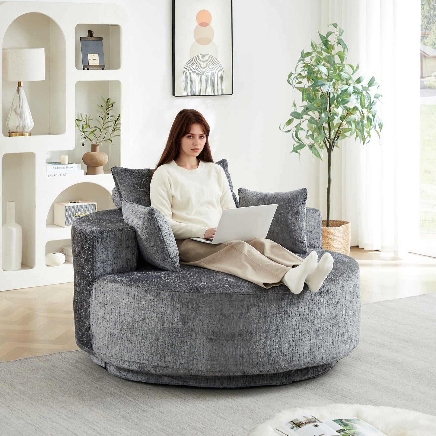 Swivel Chair With Rotating Base For Living Room