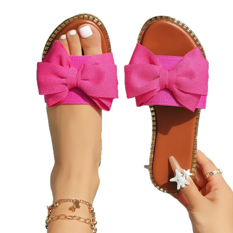 Plus-size Bow-tie Slippers Womens Colorful