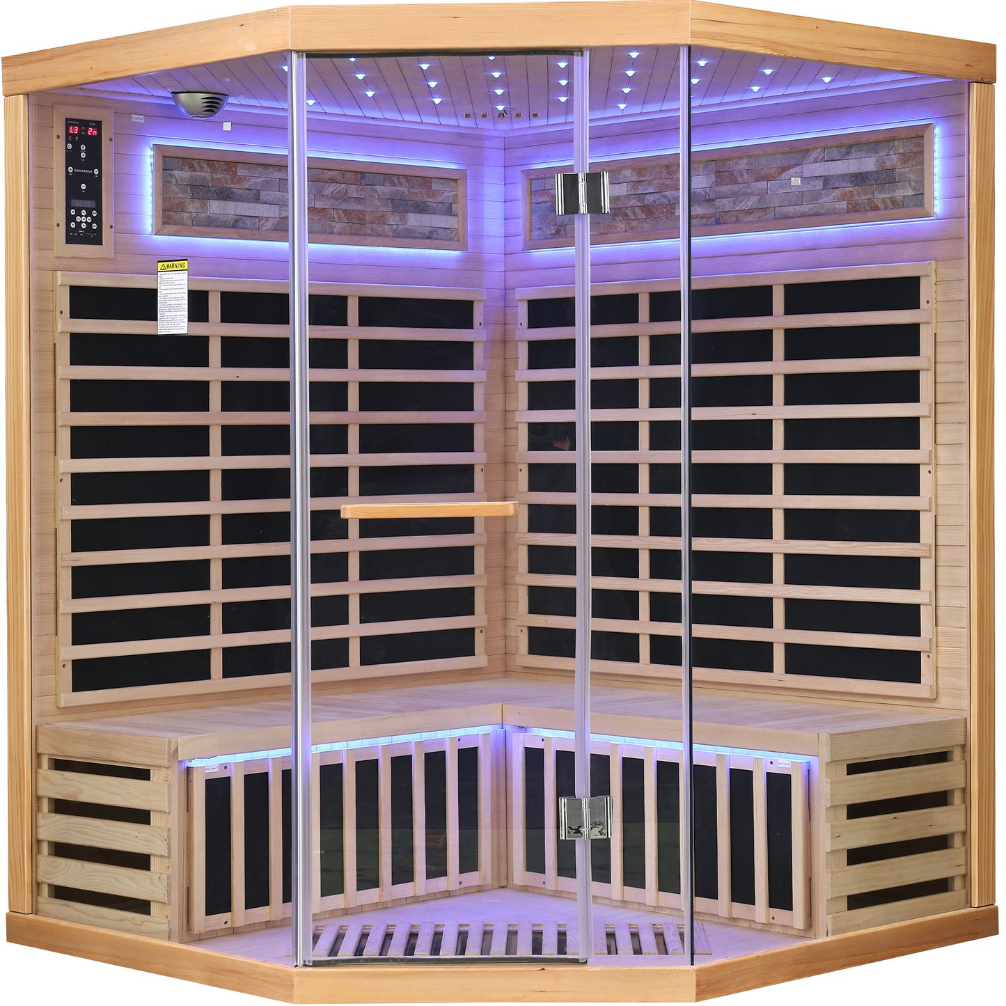 Pentagonal Sauna Room With Carbon Heating Plates - American White Oak