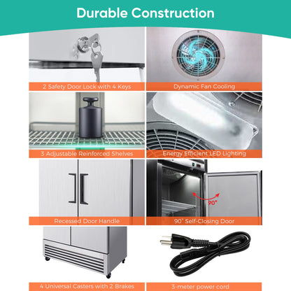 54" Commercial Stainless Steel Reach-In Freezer