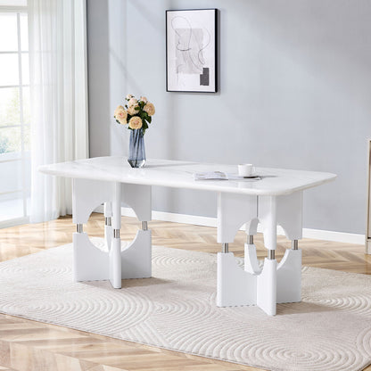 Modern Dining Table With Sleek Hollow-Out Frame And Accents
