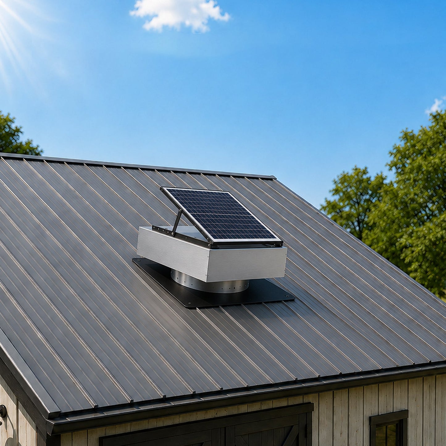 12" Stainless Steel Solar Roof Vent Fan, 40W Tilt Adjustable Solar Panel