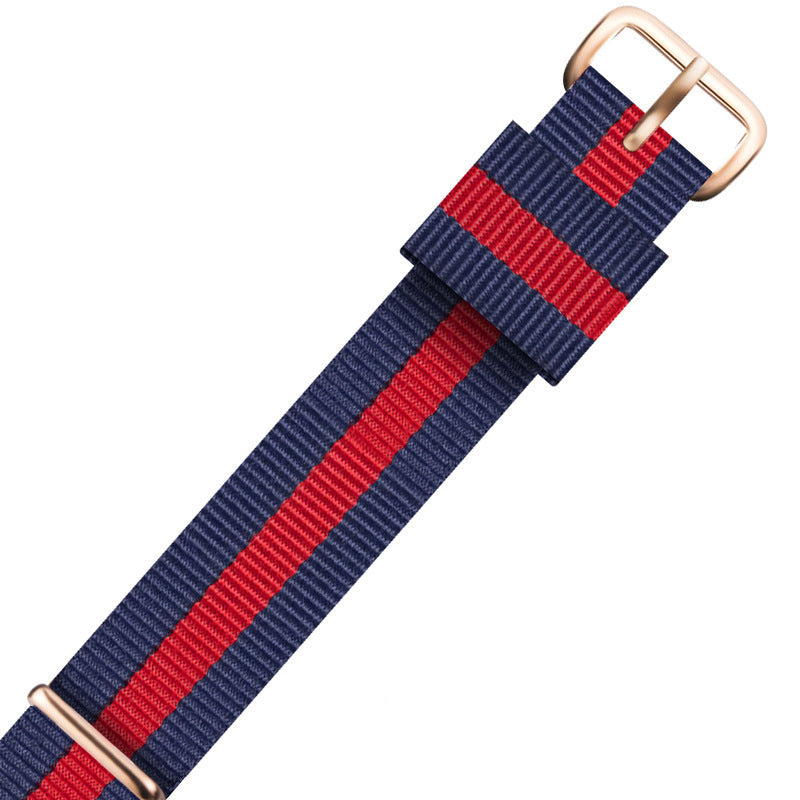 Nylon DW Watch Strap One Piece With Woven Loop And Striped Canvas Watch Band